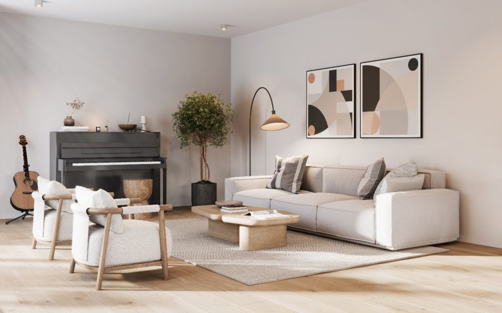 light colored furniture in living room