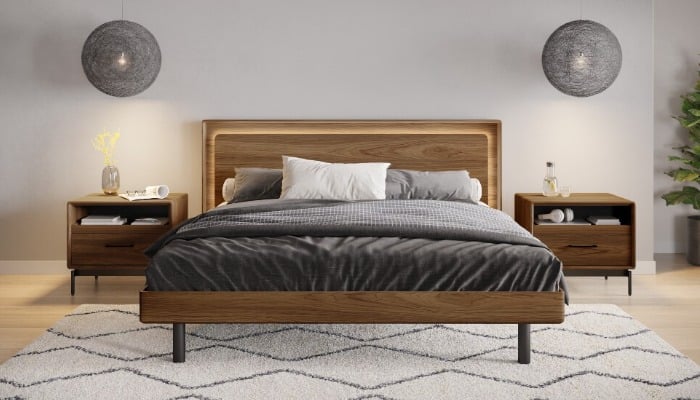 Designer beds for bedroom created by Woodbridge Interiors in Arizona
